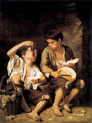 Bartolomé Esteban Murillo: "Niños comiendo uvas y melón". Múnich: Alte Pinakothek