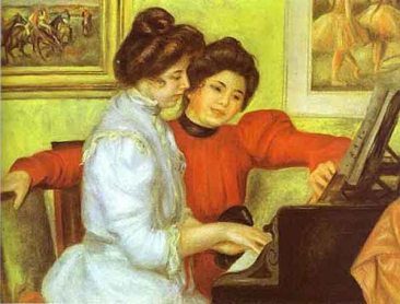 Pierre Auguste Renoir: "Yvonne y Christine Lerolle tocando el piano" (1897-1898). París: Musée de l'Orangerie