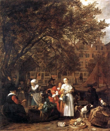 Gabriel Metsu: "Mercado de verduras en Ámsterdam" (1660-1662). París, Museo del Louvre