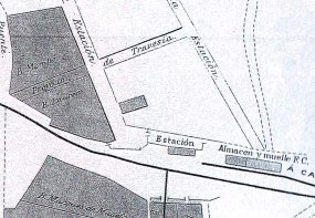 La estación y los muelles: Plano de Campo de Criptana por Domingo Miras (1911)