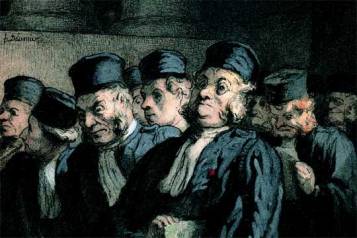 Honoré Daumier: Abogados y jueces antes de la audiencia (ca. 1862)